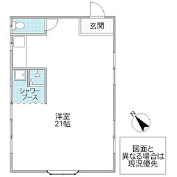サクセスインフラッツ 2階ワンルームの間取り