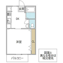 レジデンスみやま E棟 1階1DKの間取り