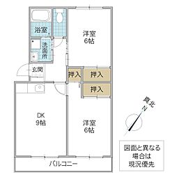 グランフォート大沼 2DKの間取図画像