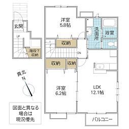 メゾンスターブル 2LDKの間取図画像