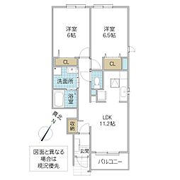 サニーK VI 1階2LDKの間取り