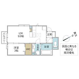 シスモンス 1階1LDKの間取り