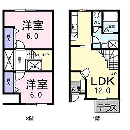 フォレステージ B 2LDKの間取り