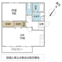 グランフォート大沼 1階1LDKの間取り
