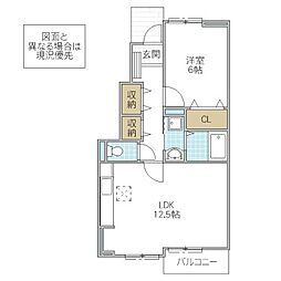 水木コーポ I 1階1LDKの間取り