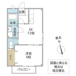 ラヴィング・m 1DKの間取図画像