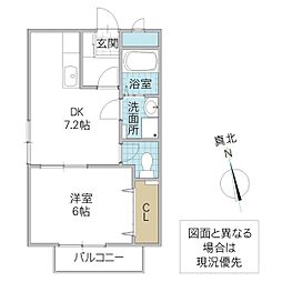 ラヴィング・m 1DKの間取図画像