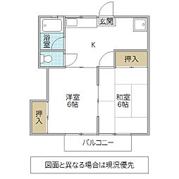 ワイズフラッツA 2Kの間取図画像
