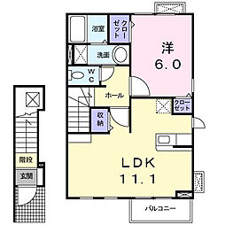 セレノプラシード2 1LDKの間取図画像