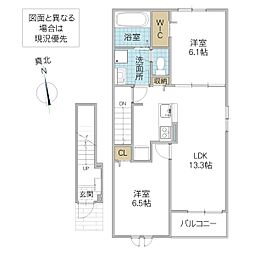 プリュネ双葉 2LDKの間取図画像