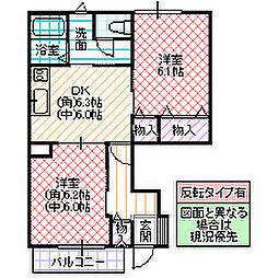 サンヒルズ2 2DKの間取図画像