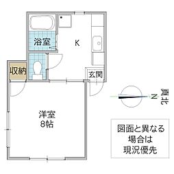 コーポクボタ 1Kの間取図画像