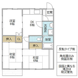 ラフォーレシャンテB 3DKの間取図画像