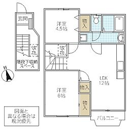 エスポワールM2 2LDKの間取図画像