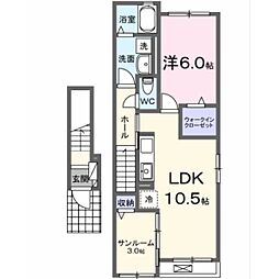 ヴィアラッテア 1LDKの間取図画像