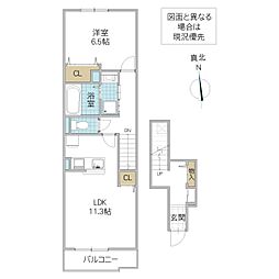 カメリア双葉 1LDKの間取図画像