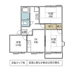 シャトー桜川A 3DKの間取図画像