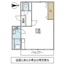 海野ビル ワンルームの間取図画像