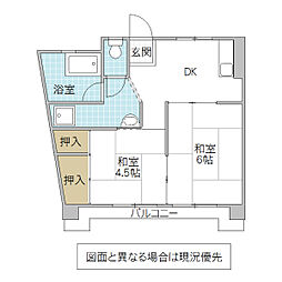 鮎川ビル 2DKの間取図画像