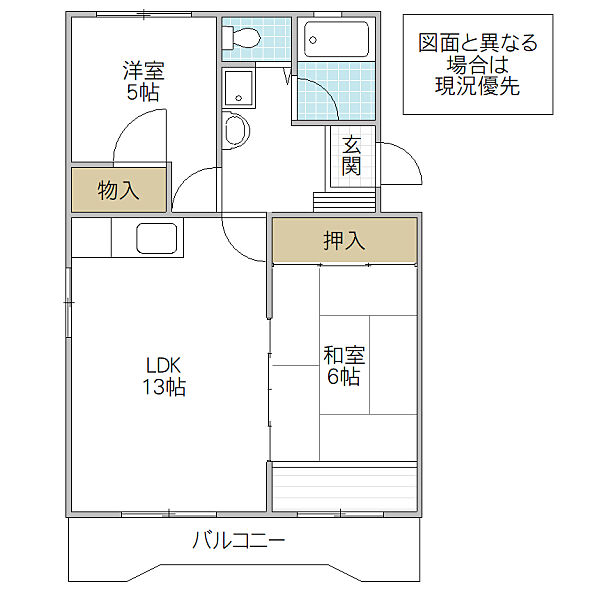 広内マンション 201号室｜茨城県日立市末広町(賃貸マンション2LDK・2階・57.51㎡)の写真 その2