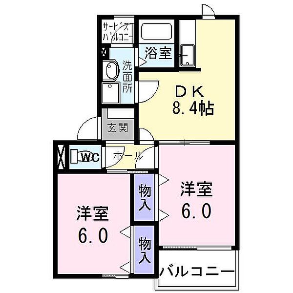 ロイヤルタウン D 101号室｜茨城県日立市金沢町(賃貸アパート2DK・1階・48.06㎡)の写真 その2