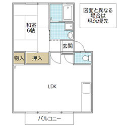 メゾン・ドリームB 1LDKの間取図画像