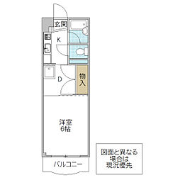 フォーライフ那珂町 1DKの間取図画像