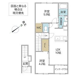 仮)那珂市菅谷字江向東新築アパート 2LDKの間取図画像