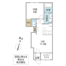 仮)那珂市菅谷字大木内新築アパート 1LDKの間取図画像