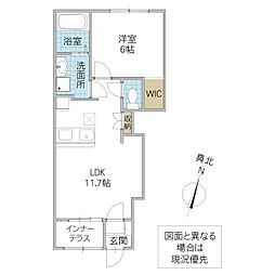仮)那珂市菅谷字大木内新築アパート 1LDKの間取図画像