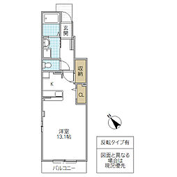 ソシアB ワンルームの間取図画像