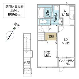 仮)那珂市菅谷字寄居新築アパート 1LDKの間取図画像