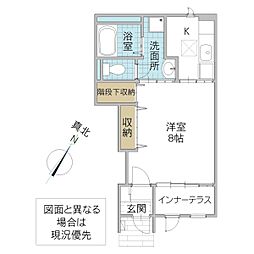 仮)那珂市菅谷字寄居新築アパート 1Kの間取図画像