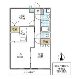 Ensuiteplus 2LDKの間取図画像