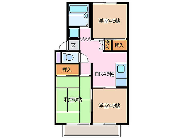 プレジール東浦 203｜三重県四日市市小杉町(賃貸アパート3DK・2階・46.80㎡)の写真 その2