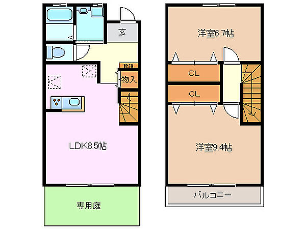 ジョージアン西阿倉川 103｜三重県四日市市大字西阿倉川(賃貸テラスハウス2LDK・1階・69.17㎡)の写真 その2