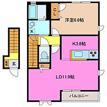 ルパラディIII 202 ｜ 三重県四日市市垂坂新町（賃貸アパート1LDK・2階・54.14㎡） その2