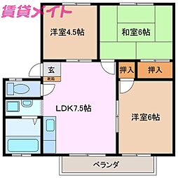 ラウンドトータス 3DKの間取図画像