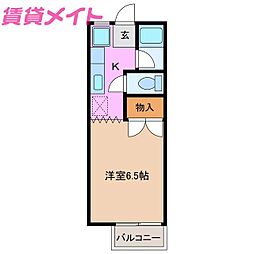 パティオ西山C棟 1Kの間取図画像