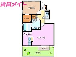 セジュール桜 1LDKの間取図画像
