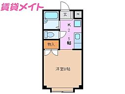 グリーンハウス 1Kの間取図画像