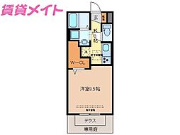 サクラーレ朝日 1Kの間取図画像