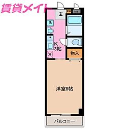 エスポワール生和 1Kの間取図画像