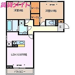 ルーチェ南いかるが 2LDKの間取図画像