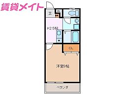 ラックス富田 1Kの間取図画像
