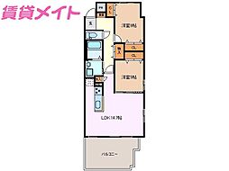 リバーサイド 2LDKの間取図画像