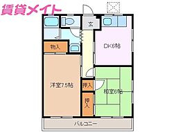 グリーンハイツ 2DKの間取図画像