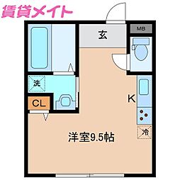LaLuce ワンルームの間取図画像