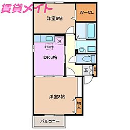 ジョイリバー 2DKの間取図画像