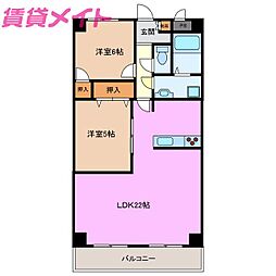 プロミネント四日市 2LDKの間取図画像